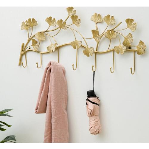 Over the door hooks for hanging Creative keys holder wall home Home Decor door hook Ginkgo biloba door hanger Wall Decoration