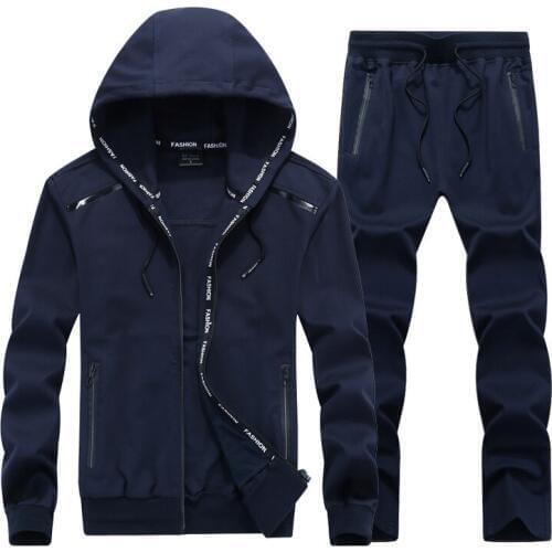 Spring and Autumn Mens Hooded Jacket Fashion Suit Men Extra Large L-5XL 6XL 7XL 8XL 9XL Sportswear Casual Set Red Blue Black