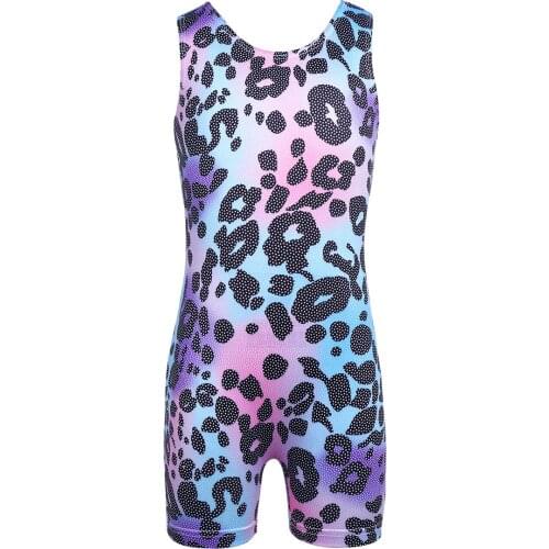 Summer Children Sleeveless Leopard Printed Jumpsuit Kids Girls Ballet Dance Unitard Leotard Fashion Gymnastics Romper Dancewear