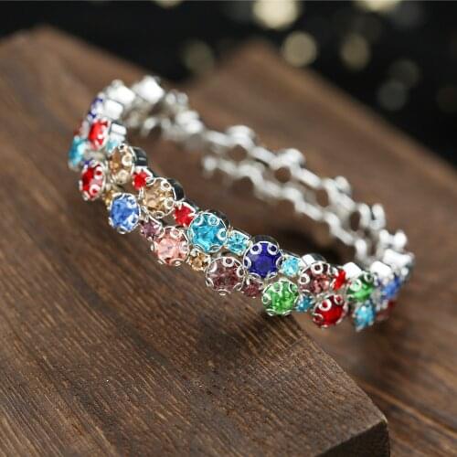 Multi-Row Rhinestone Bracelet with Adjustable Design Durable Long Lasting Comfortable to Wear Best Gift for Women LXH