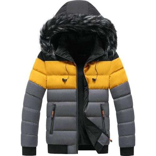 Fashion Windbreaker Coats Hip Hop Men Overcoat Winter Parkas Men Fur Warm Thick Cotton Multi-Pocket Hooded Jackets Mens Casual