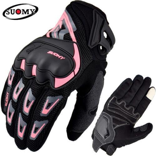 SUOMY Mens Motorcycle Gloves Racing Gant Moto Motorbike Motocross Riding Gloves Motorcycle Breathable Summer Colors Pink Guantes