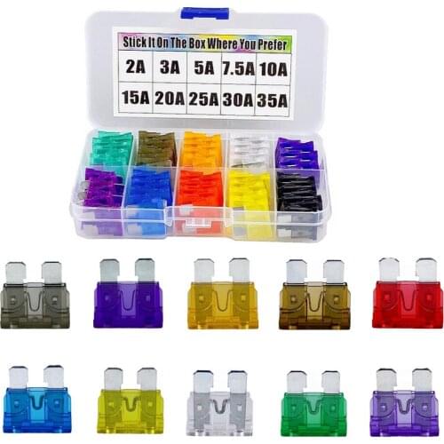 Standard Middle Size Car Fuses Blade Auto Fuse Set Assortment In Storage Box 2A To 35A AMP