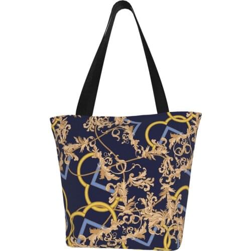 NOISYDESIGNS Women Big Shoulder Bag Retro Blue Shopping BagsZipper Woman Large Handbags Vintage Golden Floral Prints Tote Bags
