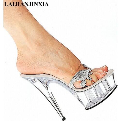 New Nightclub Romantic 15cm Shoes High Heels Platform Dancing Shoes Slippers Open Toe Dance Shoes