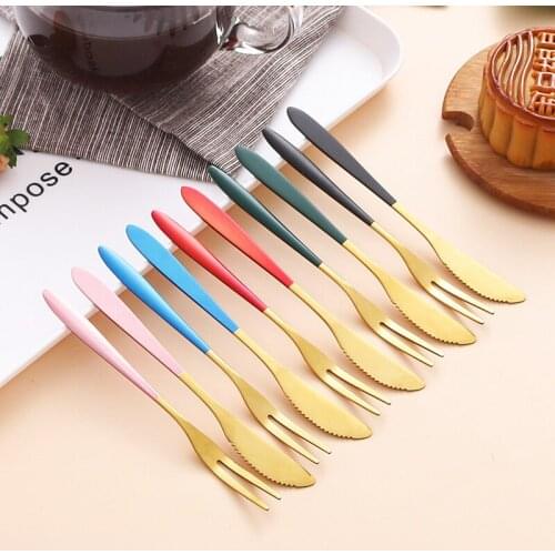 Stainless Steel Moon Cake Fruit Knife Fork Cake Dessert Salad Fork Creative Household Restaurant Gift