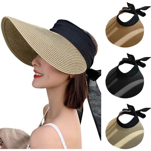 Oversize Straw Bucket Hat Women Bow Womens Summer Visor Cap 2021 Fashion Fishing Hat Sunscreen Big Hats Sombreros De Mujer