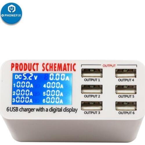 6 USB Ports Quick Charge 3.0 Smart USB Charger HUB Led Display Fast Charging Power Adapter Charger Mobile Phone Tablet Charger