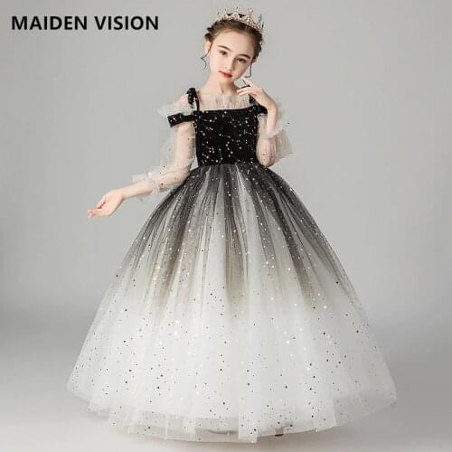 Red Baby girls Party dress for Girls Christmas star Sequined Velvet kids dress childrens clothing Pageant Flower Girl Ball gown