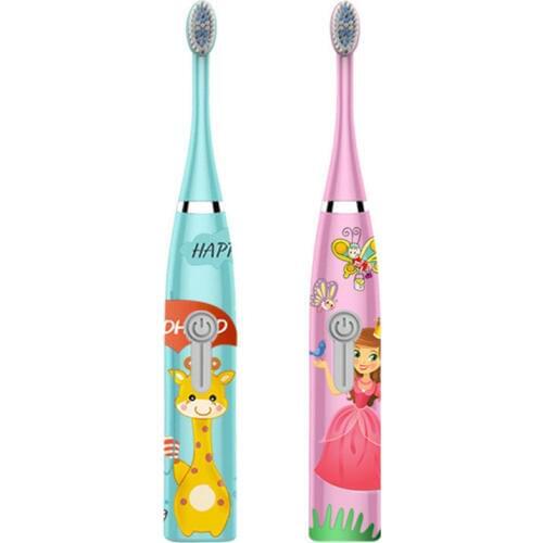 Professional Child Baby Sonic Electric Toothbrush quality kids toothbrush 2 clean head ultrasonic Cartoon makes children like