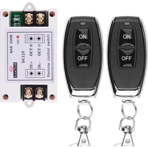 High Power 12V DC 40A 350W RF Wireless Remote Control Light Switch Input 12V Output 12V Wireless Receiver With Black TX ON OFF