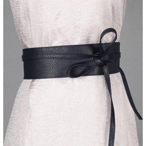 2020 Newest trendy solid Belt for Women Soft PU Leather Waistband Self Tie Bow Wrap Around Waist Band Cinch Boho Obi Belt