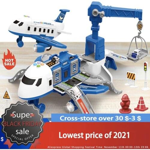 Large Size Aircraft Kids Airplane Toy Passenger Plane Deformation Music Simulation DIY Track Inertia Toy for Children Xmas Gift