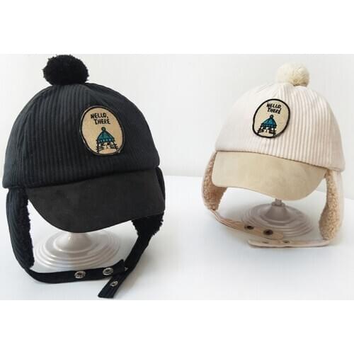 Baby Boys Girls Hats Winter Thick Plus Velvet Earmuffs Baby Warm Plush Hat Kids Beanies For 1-6y Children Caps