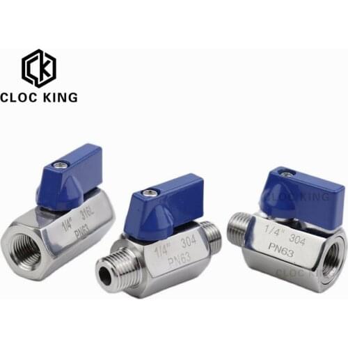 1/8" 1/4" 3/8" 1/2" 3/4" 1" BSP Mini Sanitary Female To Male Ball Valve SS304 Stainless Steel Blue Handle Homebrew Beer DN8 DN15