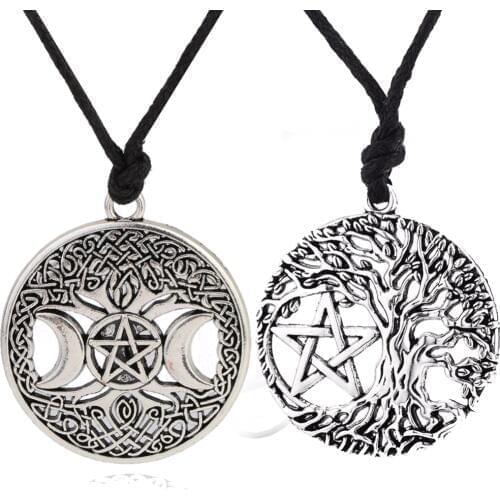Skyrim Yggdrasil Pentagram Tree of Life/Triple Goodness Pendant Necklace Norse Viking Vintage Retro Jewelry for Men Women