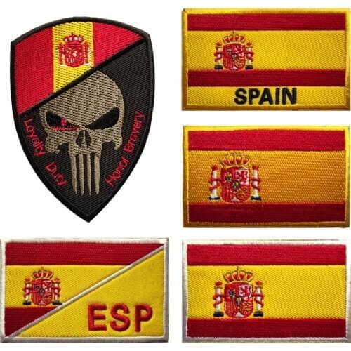 T-N Good Quality Spain Flag Badge Velcro Embroidered Army Military Tactical Cool Patches Spanish Cloth Sticker Shoulder Emblem