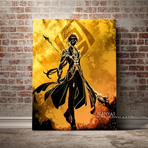 Morax Zhongli Genshin impact Decoration Prints Home Decor Canvas Living Kids Room Bedroom Painting Wall Art Studio Poster