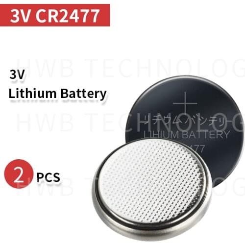 High quality new 2pcs CR2477 3V 1000mAh Lithium Button Coin Battery for watches, calculator,flashlights etc