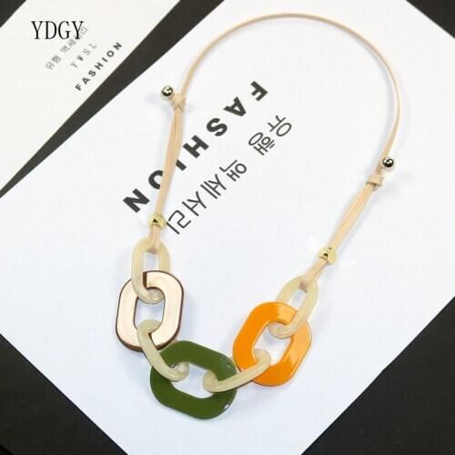 YDGY Xia New Geometric Colour Colouring Resin Adjustable Decorative Necklace Woman Clavicle Chain Wholesale