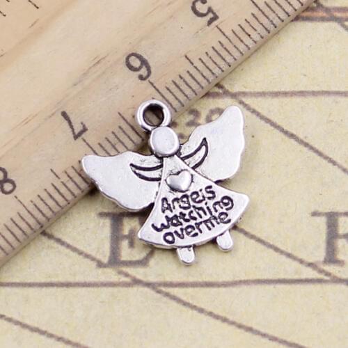 10pcs Charms Guardian Angel Watching Over Me 20x19mm Tibetan Bronze Silver Color Antique Jewelry Making DIY Handmade Pendants
