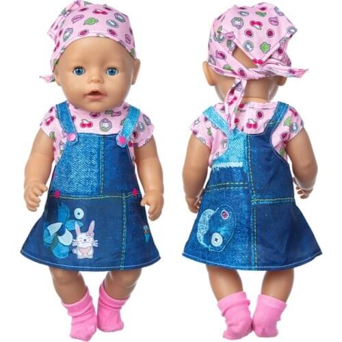 3Pcs/set Dress Doll Clothes Fit 17 inch 43cm Doll Clothes Born Baby Suit For Baby Birthday Festival Gift