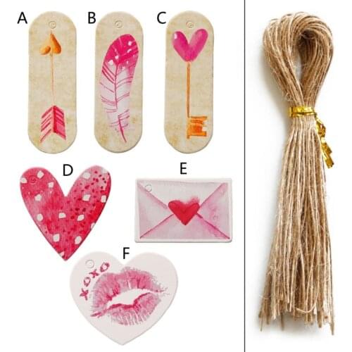 50Pcs Sweet Love Gift Tags Heart Hang Tags Lovers Valentines Day Gift Tags Kit