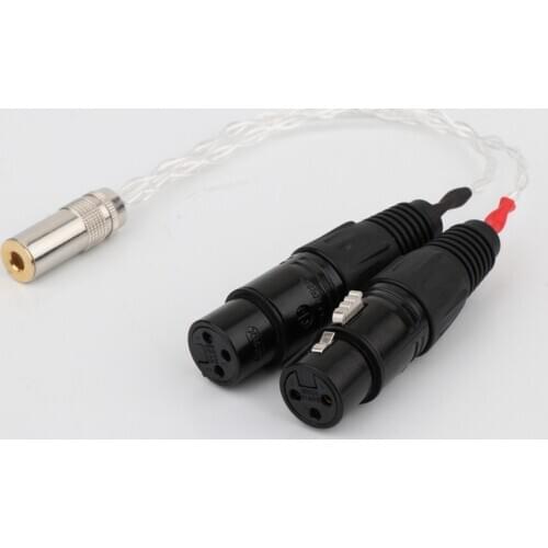 8Cores Silver Plated 4.4mm Balanced Female to Dual 2x 3pin XLR Female Audio Adapter Cable Hand Made