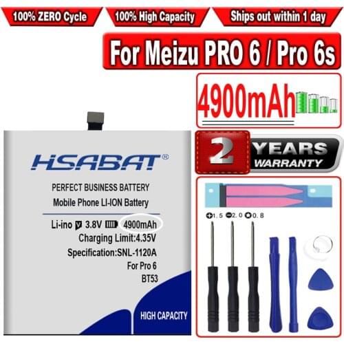 HSABAT BT53 BT53S 4600mAh High Capacity Battery for Meizu PRO 6 / Pro 6s / PRO6s Batteries Free tools Stand Holder Stickers