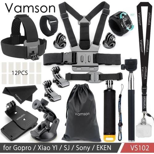 Vamson Accessories for Gopro Hero7 6 5 4 3+ Kit Mount Adapter Monopod for SJCAM for Xiaomi YI 4K for EKEN H9r Sport Camera VS102