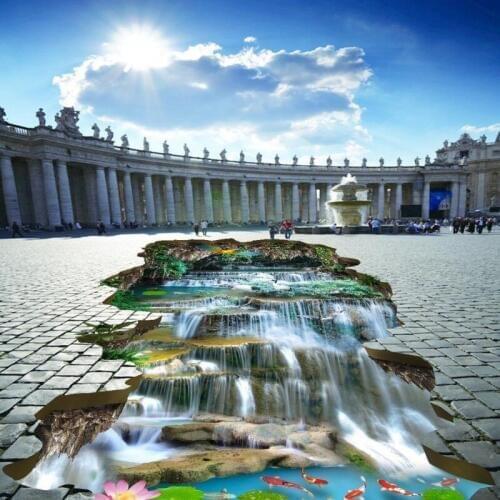 Free Shipping Flow water 3D outdoor floor painting wear non-slip thickened bathroom kitchen living room bedroom flooring mural