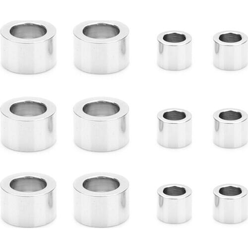 20pcs/lot Stainless Steel Short Tube Spacer Bead with 3.2mm Big Hole for DIY European Jewelry Making Accessories Supplier