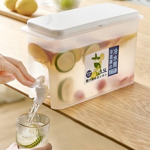 3500ml Cold Kettle with Faucet Lemonade Fruit Teapot Refrigerator Large Capacity Ice Juice Pitcher Water Drinkware Container