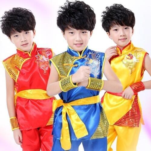 Children Chinese Traditional Wushu Clothing for Kids Martial Arts Uniform Kung Fu Suit Girls Boys Stage Performance Costume Set