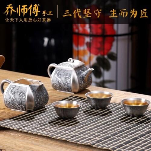 Joe teacher manual 999 pure silver pot pot teapot tea household fair silver cup tea bucket silver tea set