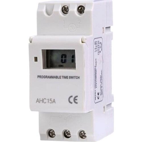 Electronic Weekly 7 Days PROGRAMMABLE Timer THC15A AHC15A Digital Time Timer Switch Relay Din Rail AC DC 12V 24V 110V 220V