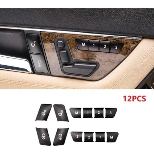 Hot Sale 12pcs Black Car Door Lock Switch Button Sticker Covers For Mercedes Benz W204 W212 Automotive Interior Stickers