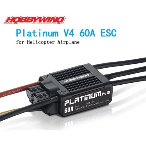 Hobbywing PLATINUM 60A V4 3-6S lipo ESC Switch 7A BEC for Align ALZRC Devil X360 350 RC Helicopter Airplane