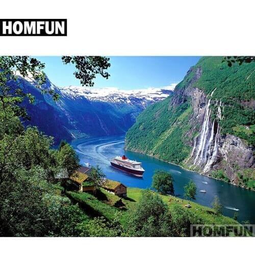 HOMFUN Paint With Diamond Embroidery "Spring landscape" Diamond Painting Full Square Round Picture Of Rhinestone Decor A01719