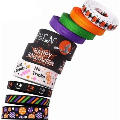 Ribbon Gift Wrapping Printed Grosgrain Ribbons Pumpkins Ribbon Hair Bow Clips Gift Bows Crafts DIY Sewing Supplies