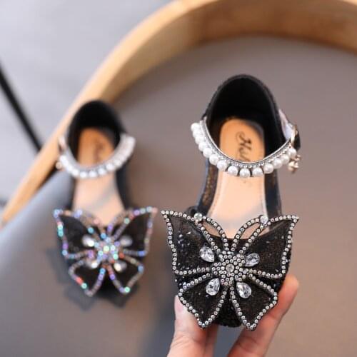 Fashion Toddler Infant Kids Baby Girls Slip On Pearl Crystal Diamond Bling Bowknot Dance Single Princess Party Shoes Sandals#g4