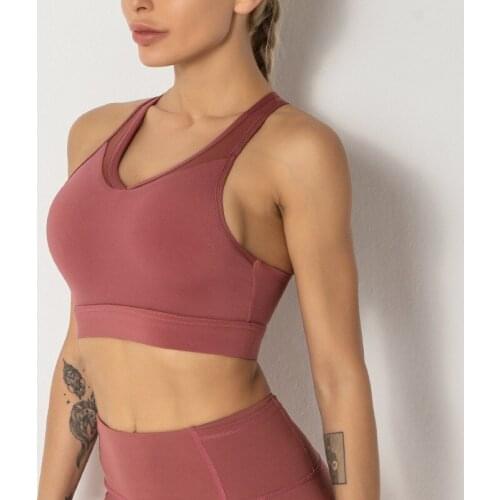 New sports mesh splicing sports underwear, beautiful back running, gathering shape, breathable sports bra