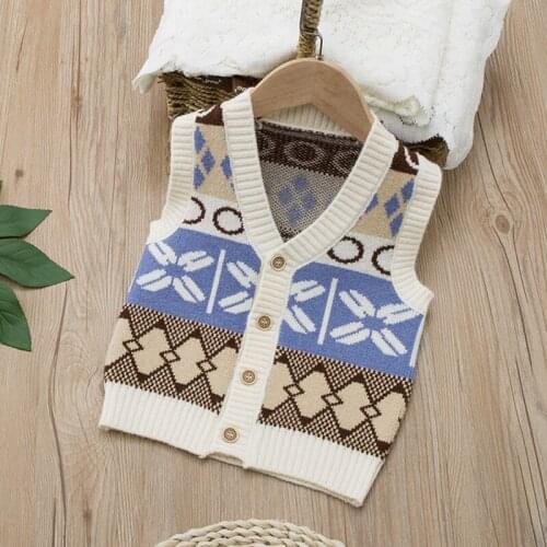 Autumn Spring Kids Clothes Boy Sweater Vest Children Clothing Coat Baby Cotton Thick Boys Cardigan Vest 0-5Y