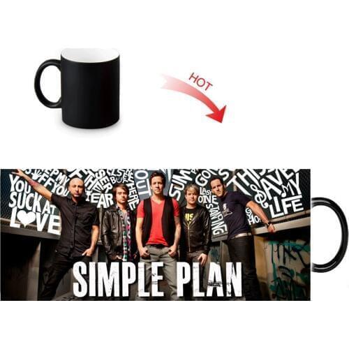 Simple Plan printed color changing mugs home porcelain tea milk cup personalized ceramic water coffee magic mug 12oz