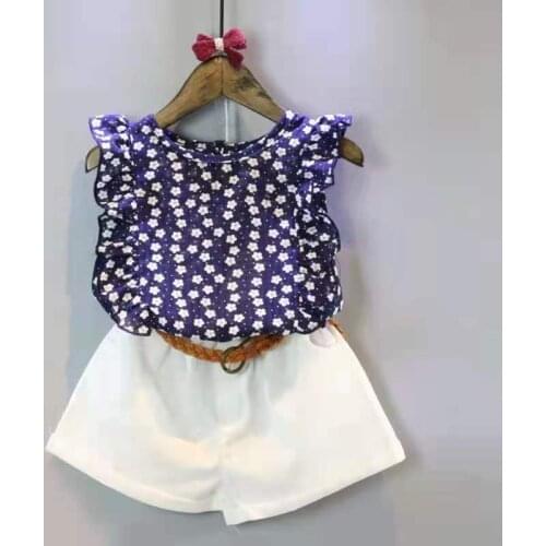 Retail baby girls clothes summer 2020 girls clothing sets kids clothes Floral girl shirts+shorts clothing sets 2-9 yrs clothes