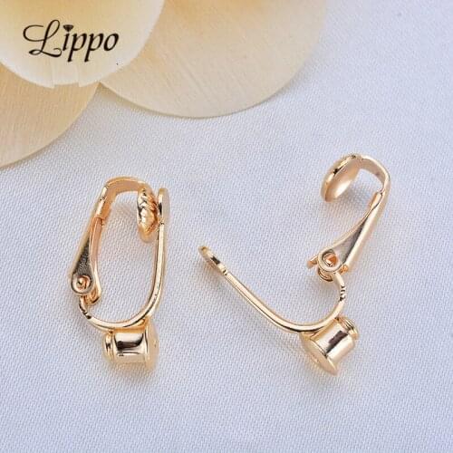 20pcs 20mm 24K Gold Color Clip Earrings Earplug Earrings Stud Connectors Findings