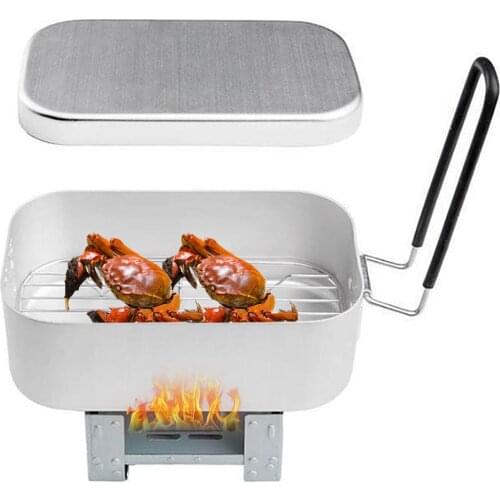 Mini Folding Camping Stove Lunch Box Steaming Rack Set Portable Solid Alcohol Stove for Outdoor Camping Equipment Picnic Hiking