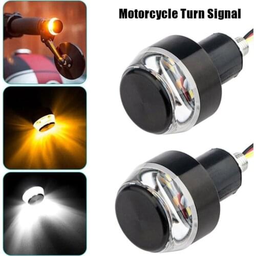 Motorcycle LED Handlebar End Turn Signal Light DC 12V Flasher Handle Grip Lamp Blinker Side Marker Lamp