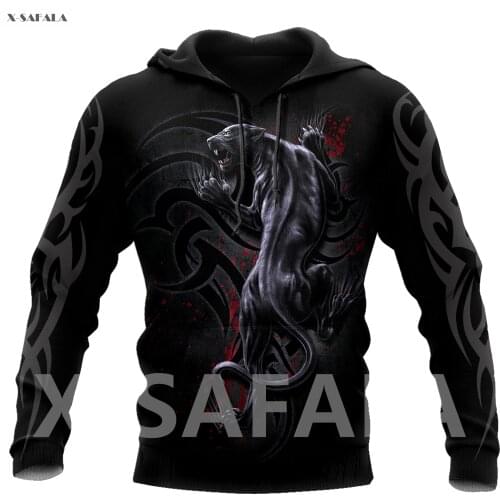 Dark Panther Tattoo 3D Over Printed Hoodie Man Women G14 Pullover Tracksuit Outwear Zipper Sweatshirt Casual Harajuku
