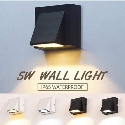 1/2 Pcs 5W Outdoor Aluminum Wall Light IP65 Waterproof Bright White/Warm White Lighting Wall Lamps for Terrace Balcony Garden